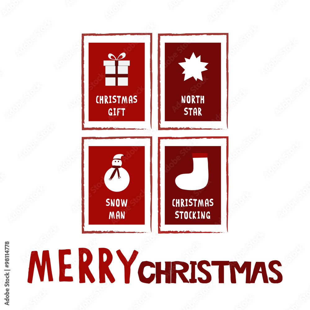 Naklejka premium Christmas family white card