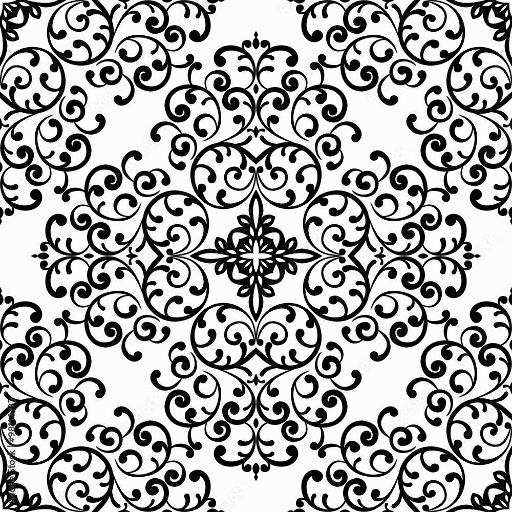 Seamless black and white lace pattern
