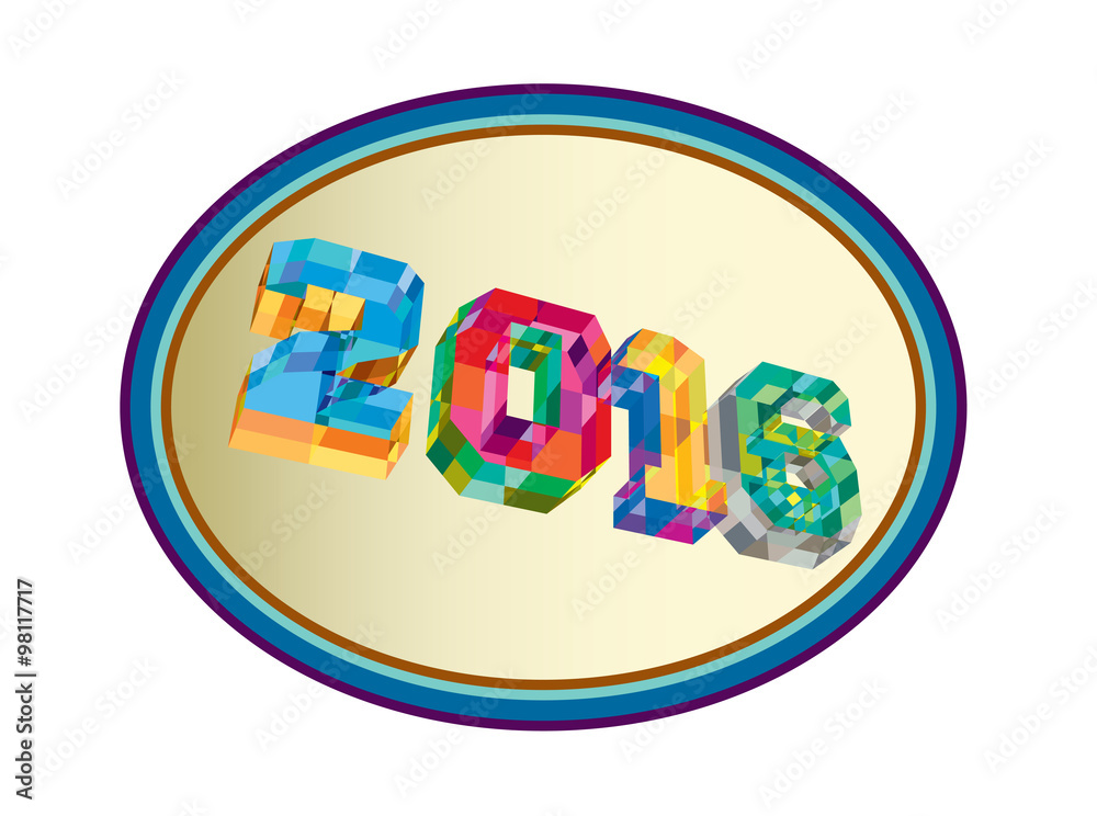 New Year 2016 Oval Low Polygon