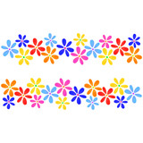Floral texture with blue, red, yellow isolated flowers drawn watercolor and place for your text