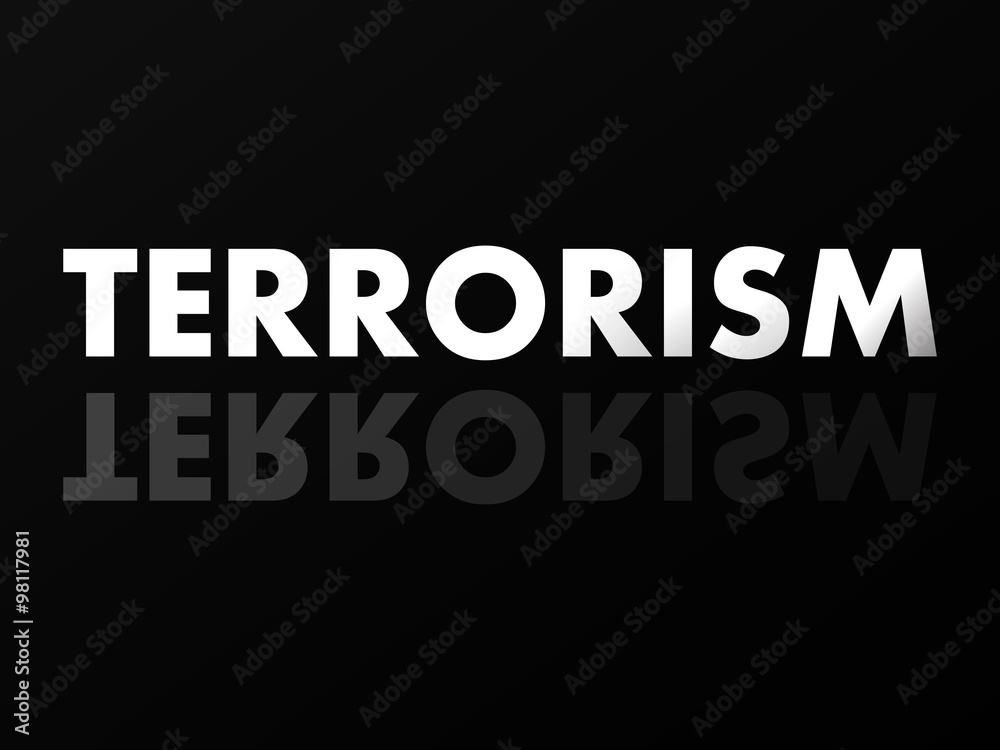 The word TERRORISM in mirror reflection. Vector illustration. Eps 10 The word TERRORISM in mirror reflection. Vector illustration. Eps 10