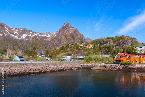 Village on the norwegian island on Lofoten