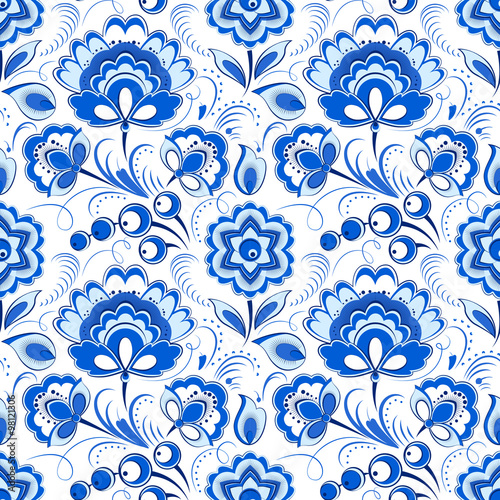 Floral seamless pattern in russian country style photo