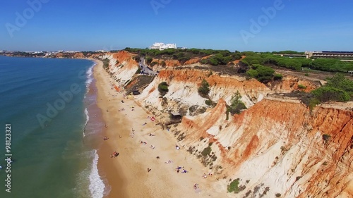 Portugal Algarve oceanside cliffs beach aerial