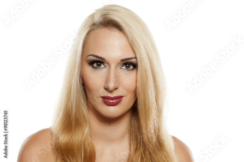 portrait of attractive blonde with makeup