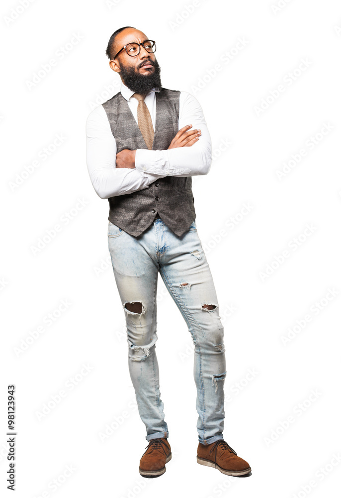 full body cool black man thinking full body cool black man thinking