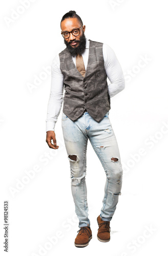 full body cool black man standing © asierromero