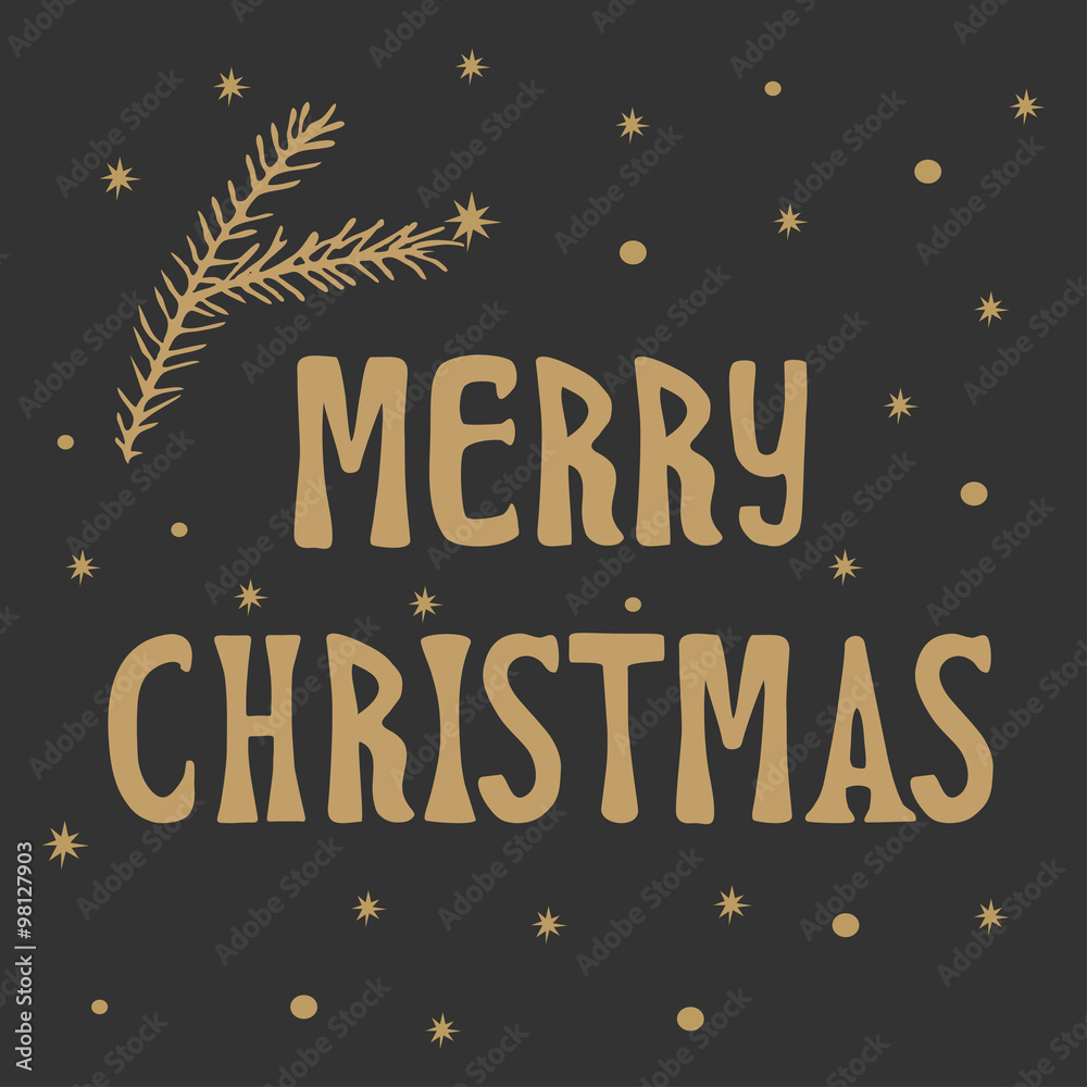 Xmas Christmas greeting card with lettering calligraphy
