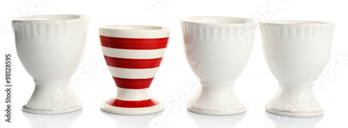 Schilderij op canvas Red and White stripe egg cups, isolated on white