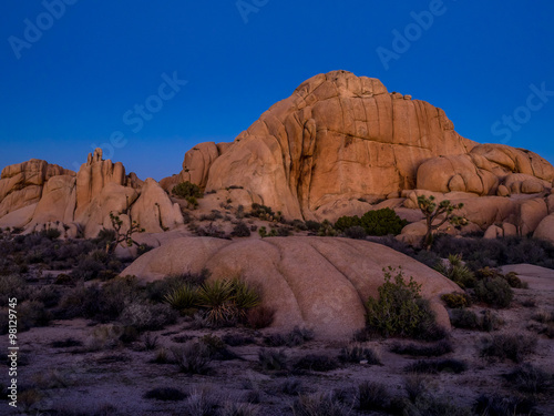 Jumbo Rocks at sunset in Joshua Tree National Park, California, USA.