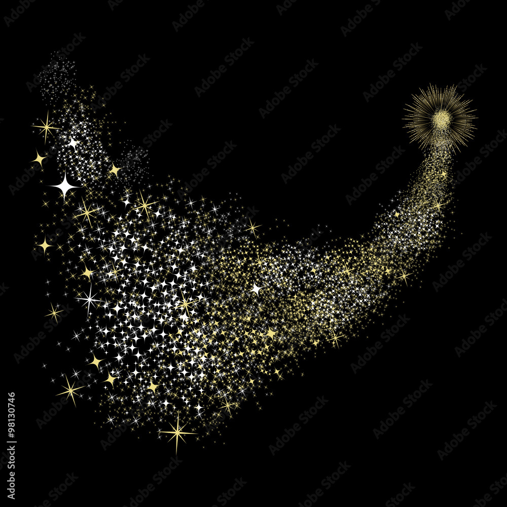 New Year concept card firework gold night star New Year concept card firework gold night star