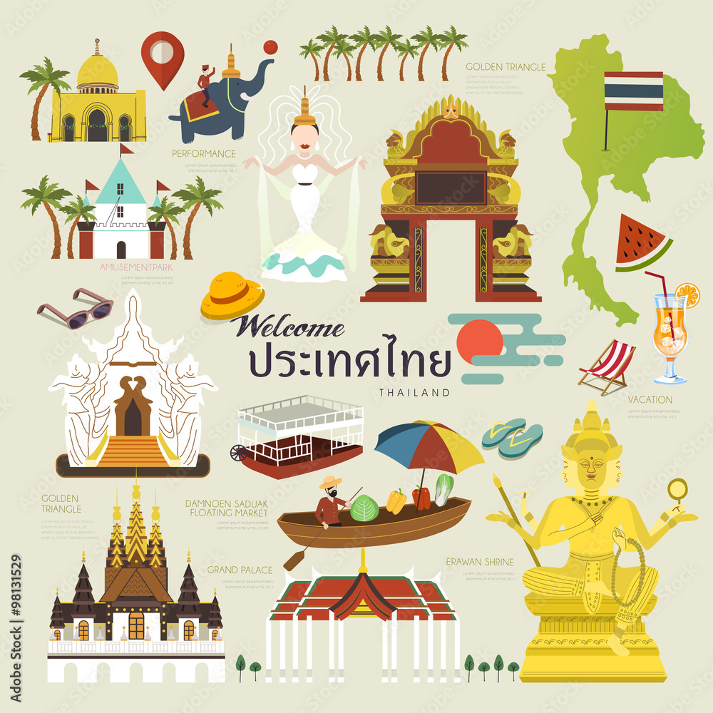 Naklejka premium Thailand travel collection