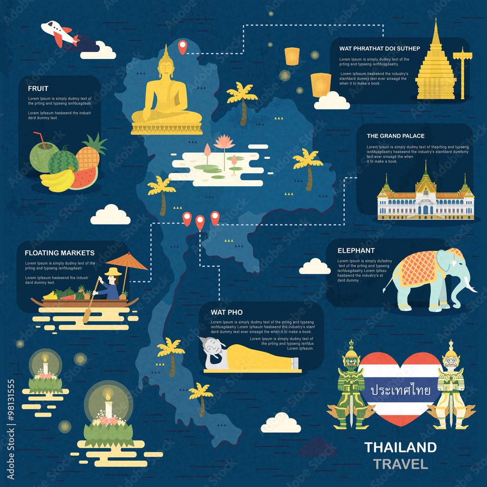 Obraz premium Thailand travel map