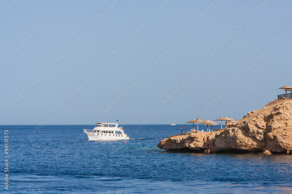 Big white boat in Red Sea.