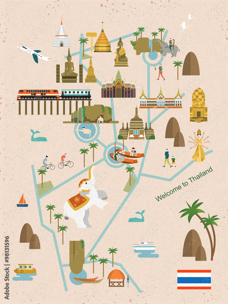 Obraz premium Thailand walking map