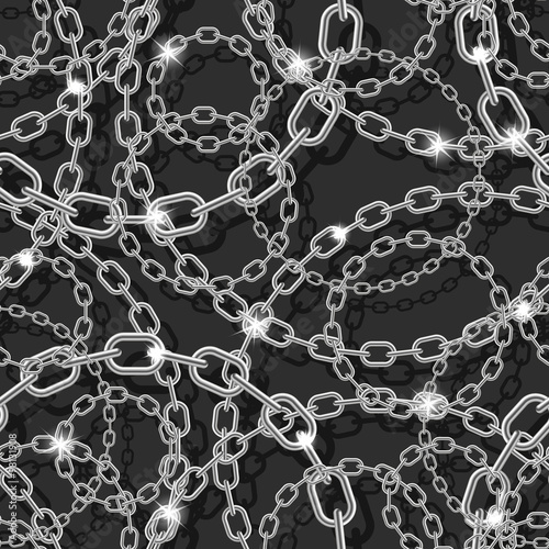 Silver chain on black.  seamless 