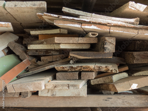 Wooden planks piled together