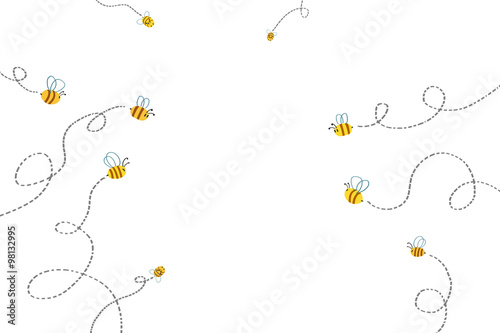 Illustration for Children: Bees Path. Realistic Fantastic Cartoon Style Artwork / Story / Scene / Wallpaper / Background / Card Design.
