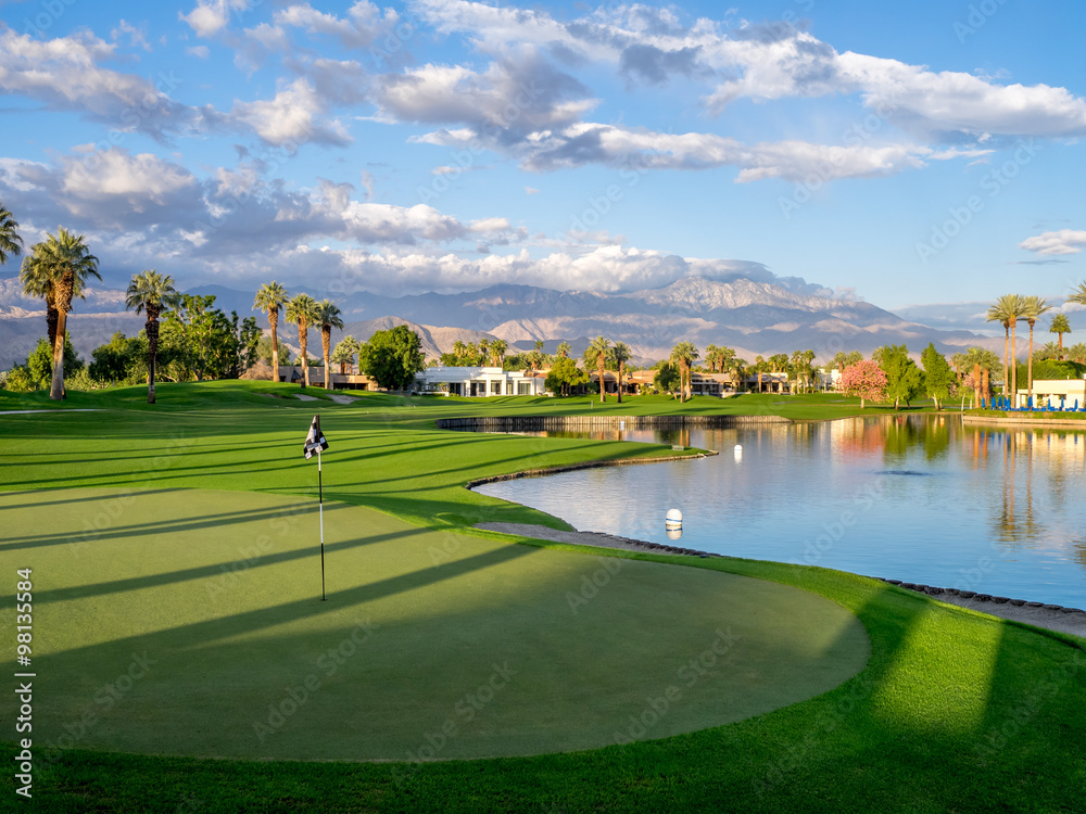 Golf course and water feature in Palm Desert California. Golf course and water feature in Palm Desert California.