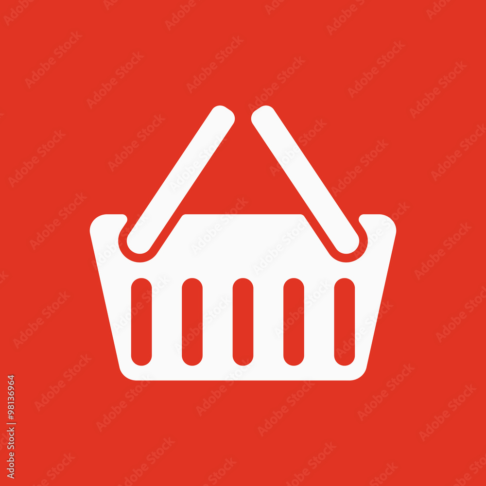 The basket shoping icon. Shop Basket symbol. Flat The basket shoping icon. Shop Basket symbol. Flat