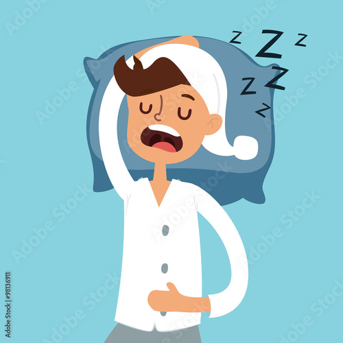 Sleeping man in bad vector illustration