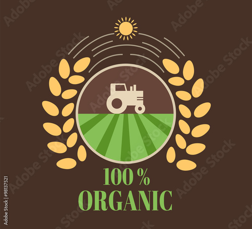 Natural eco organic product label badge vector icon
