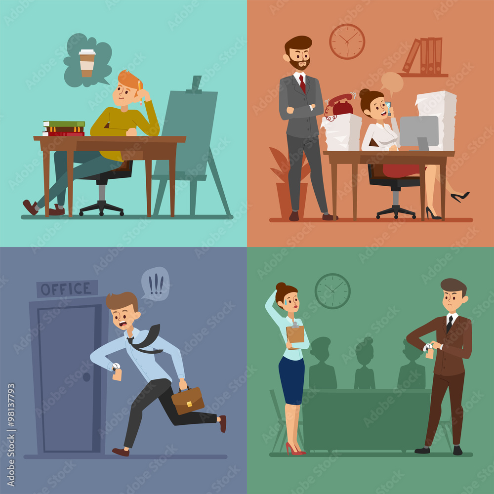 Business work time lag vector illusutration Business work time lag vector illusutration