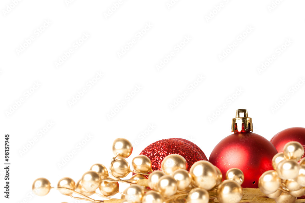 Christmas border with red ornament Christmas border with red ornament
