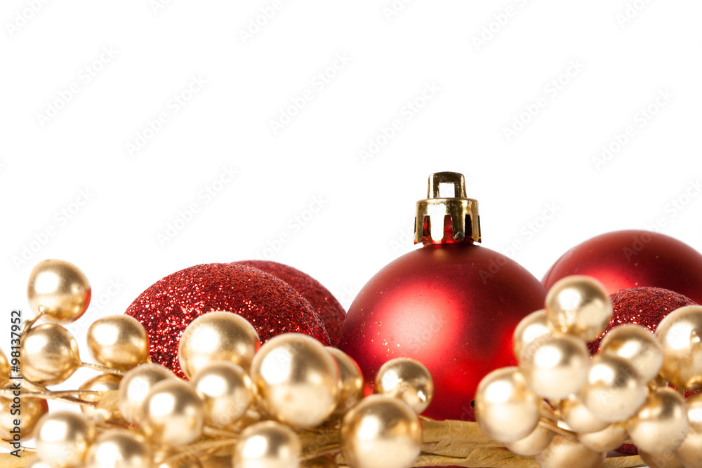Christmas border with red ornament Christmas border with red ornament