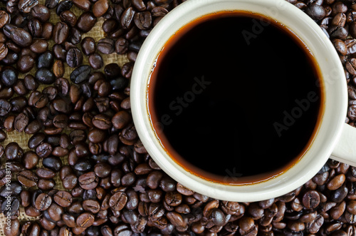 Americano and coffee beans
