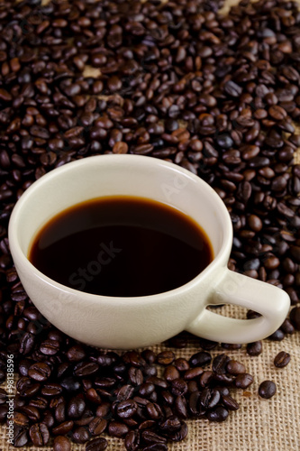 Roat coffee beans and americano coffee