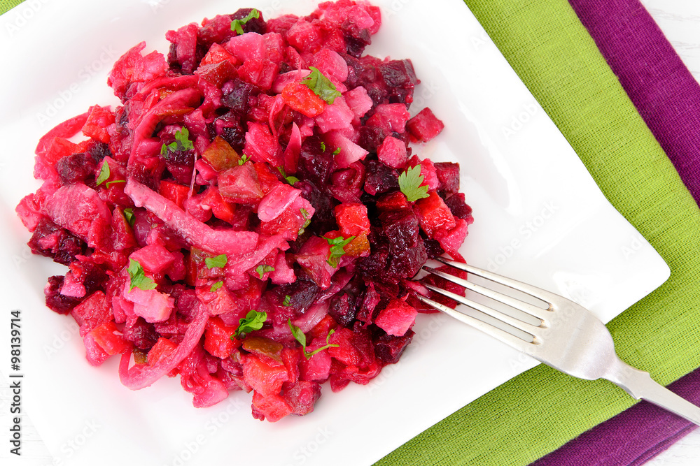 Healthy and Diet Food: Salad with Beets, Onions, Carrots - Vinai Healthy and Diet Food: Salad with Beets, Onions, Carrots - Vinai