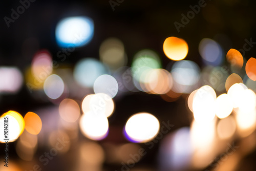 bokeh city lights on street
