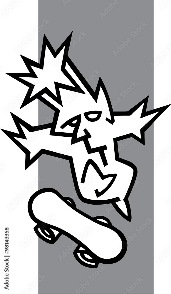 graffiti skater cartoon character over a gray backdrop graffiti skater cartoon character over a gray backdrop