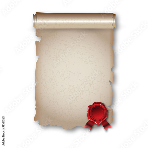 Antique historical paper scroll document