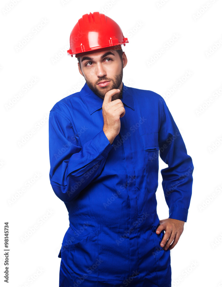 mechanic man thinking an idea