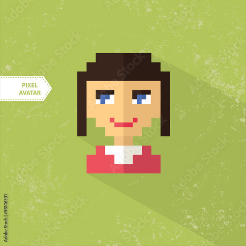 Pixel Avatar beautiful girl in a business suit. Pixel icon sets.