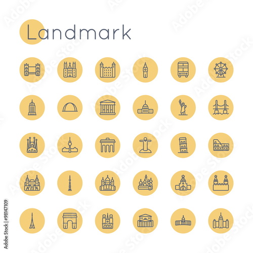 Vector Round Landmark Icons