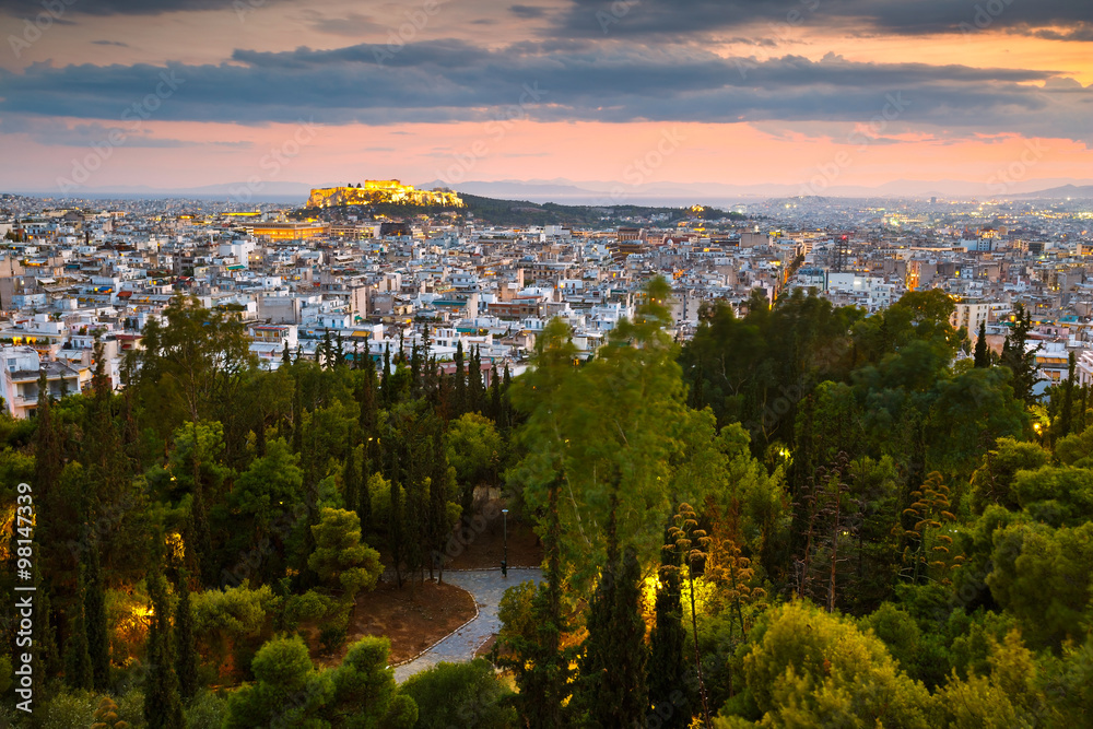 View of Athens and Acropolis from Strefi Hill.