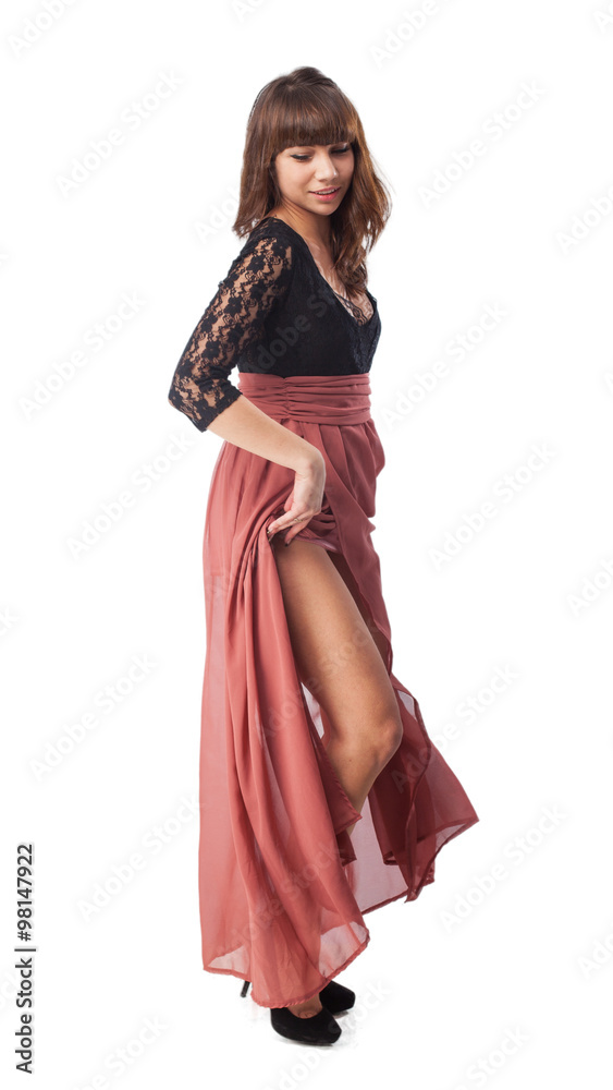 happy young woman full body standing