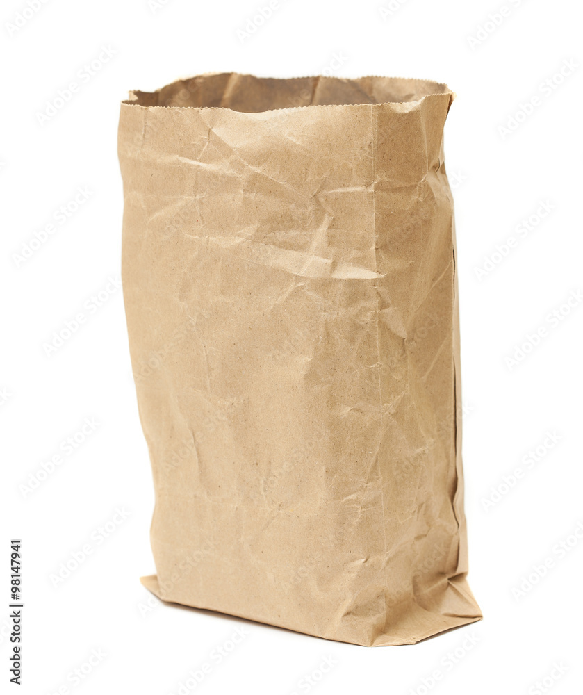 empty grocery bag isolated on a white background