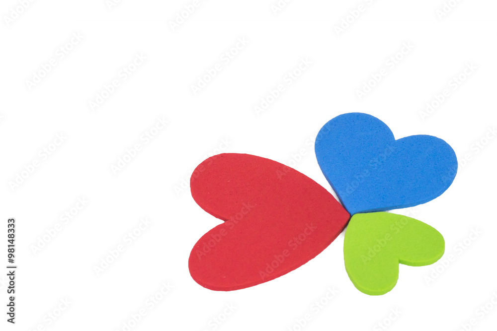 Colorful love shape isolated white background. Family and loving concept..