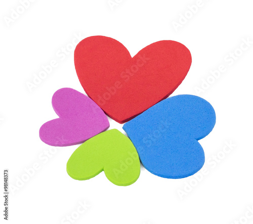 Colorful love shape isolated white background. Family and loving concept..