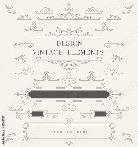 Vintage design template, borders, retro elements, Frame, for invitation Vector illustration