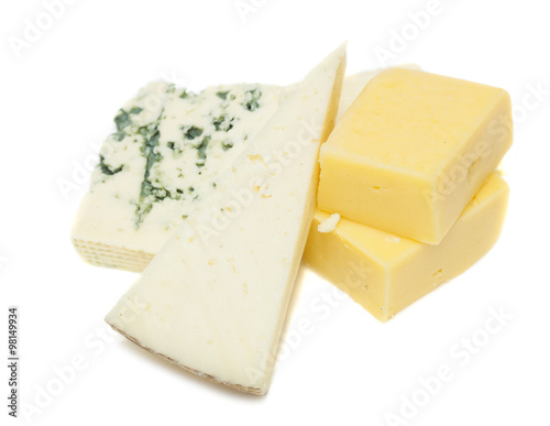 cheese types isolated on white background
