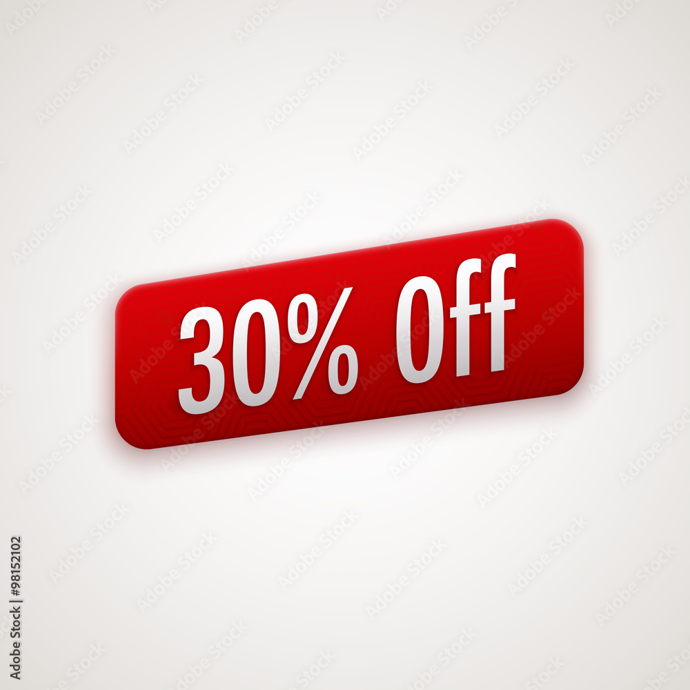 Vector red sticker, badge with 30% off label Vector red sticker, badge with 30% off label
