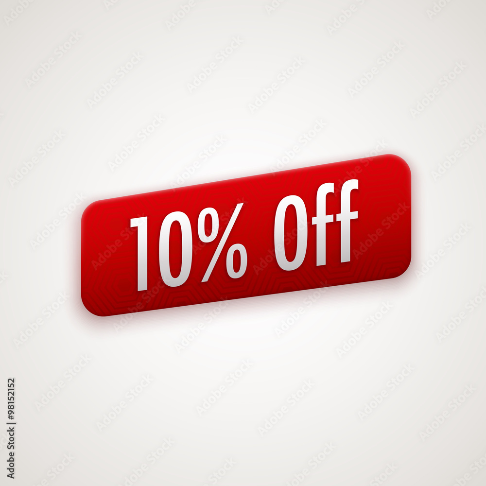 Vector red sticker, badge with 10% off label Vector red sticker, badge with 10% off label