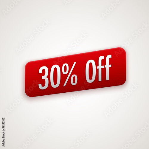 Vector red sticker, badge with 30% off label