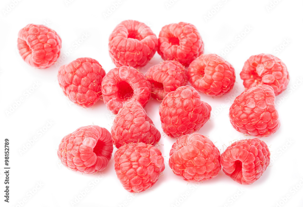 group of raspberries isolated on a white background group of raspberries isolated on a white background