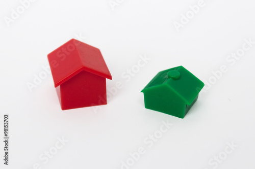 two toy houses, miniature home, photo